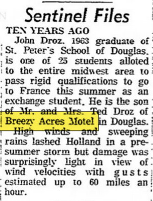 Breezy Acres Motel - May 13 1974 Article (newer photo)